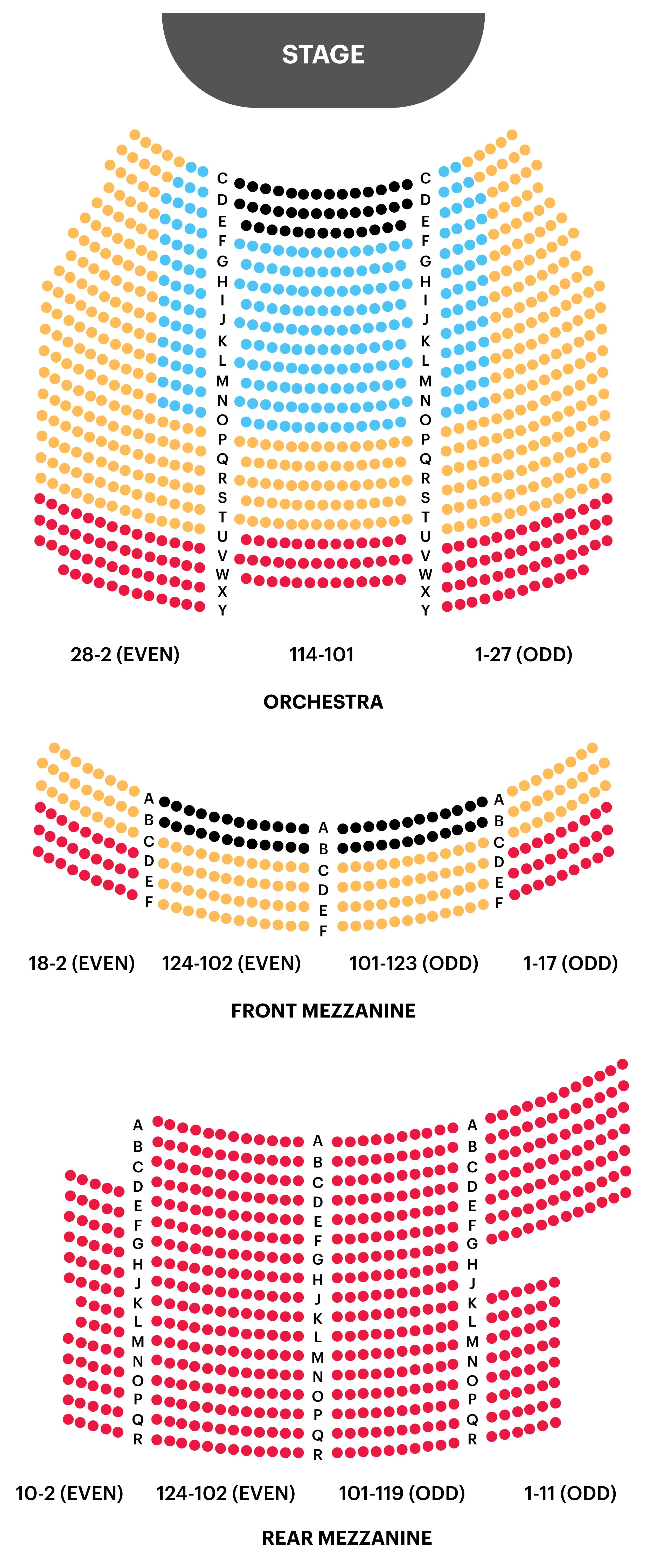 Richard rodgers discount theatre seat map